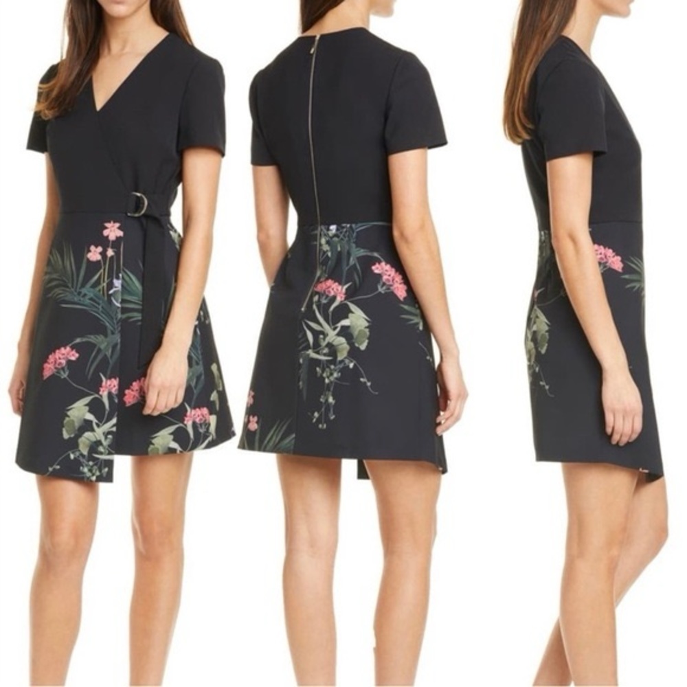 Ted Baker London Mizalia Wrap Detail Skater Dress - Picture 2 of 6